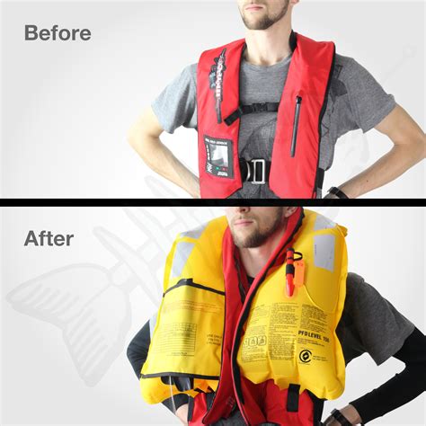 lifejacket inflated by compressed air bouyancy test|inflatable life jacket testing.